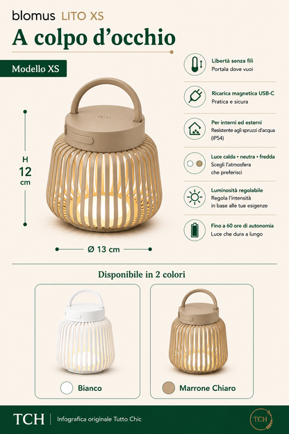 Lampada LED da Tavolo Ricaricabile "LITO XS" – Lanterna Portatile Dimmerabile – Blomus