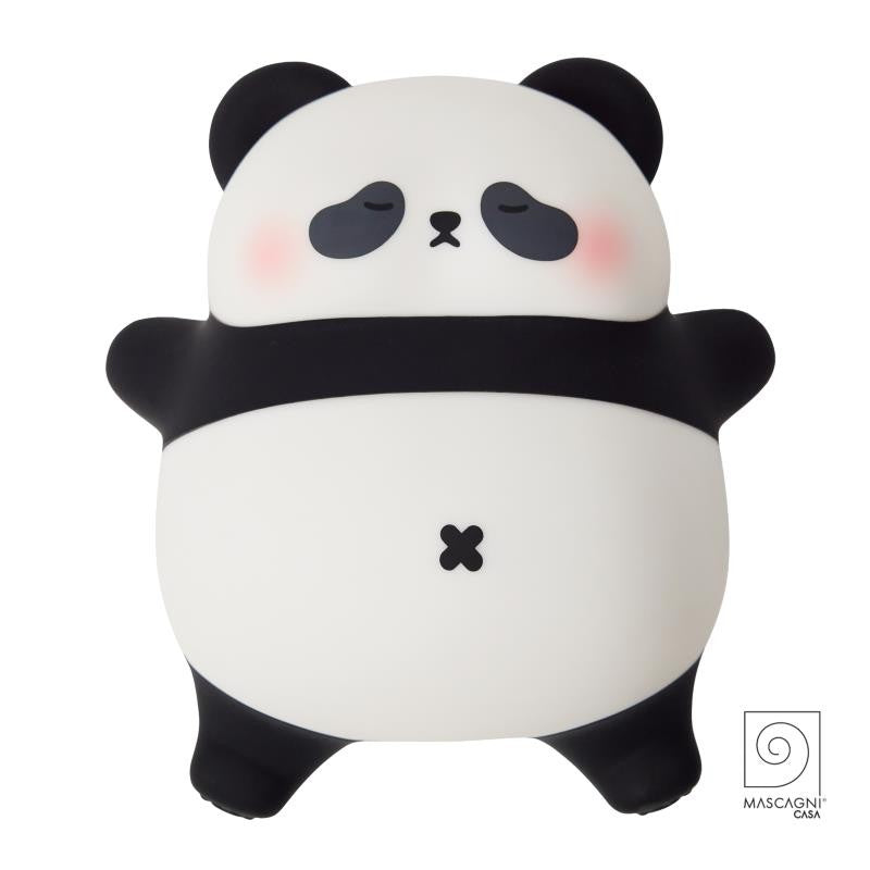 Lampada LED ricaricabile Ronf il Panda, collezione KIND Mascagni Casa, in silicone morbido con funzione respiro e suono, Tutto Chic.