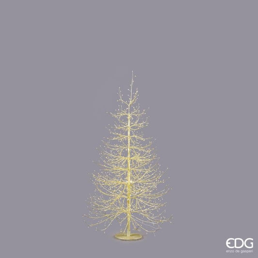 Albero Faggio Rich, alto 150 cm, è realizzato in metallo color oro con una raffinata forma conico-piramidale con 1440 luci LED