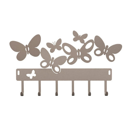 Portachiavi da parete moderno Butterfly Arti & Mestieri in metallo con sei farfalle e 6 ganci - tuttochic.live