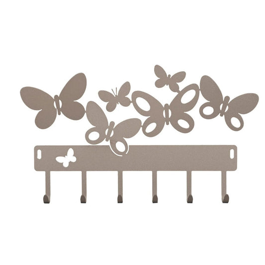 Portachiavi da parete moderno Butterfly Arti & Mestieri in metallo con sei farfalle e 6 ganci - tuttochic.live