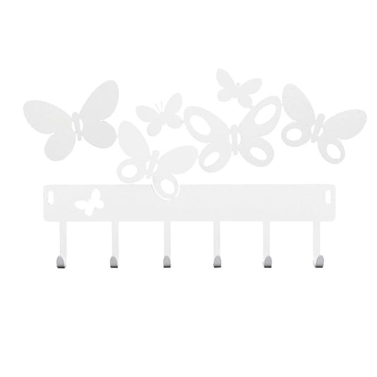 Portachiavi da parete moderno Butterfly Arti & Mestieri in metallo con sei farfalle e 6 ganci - tuttochic.live