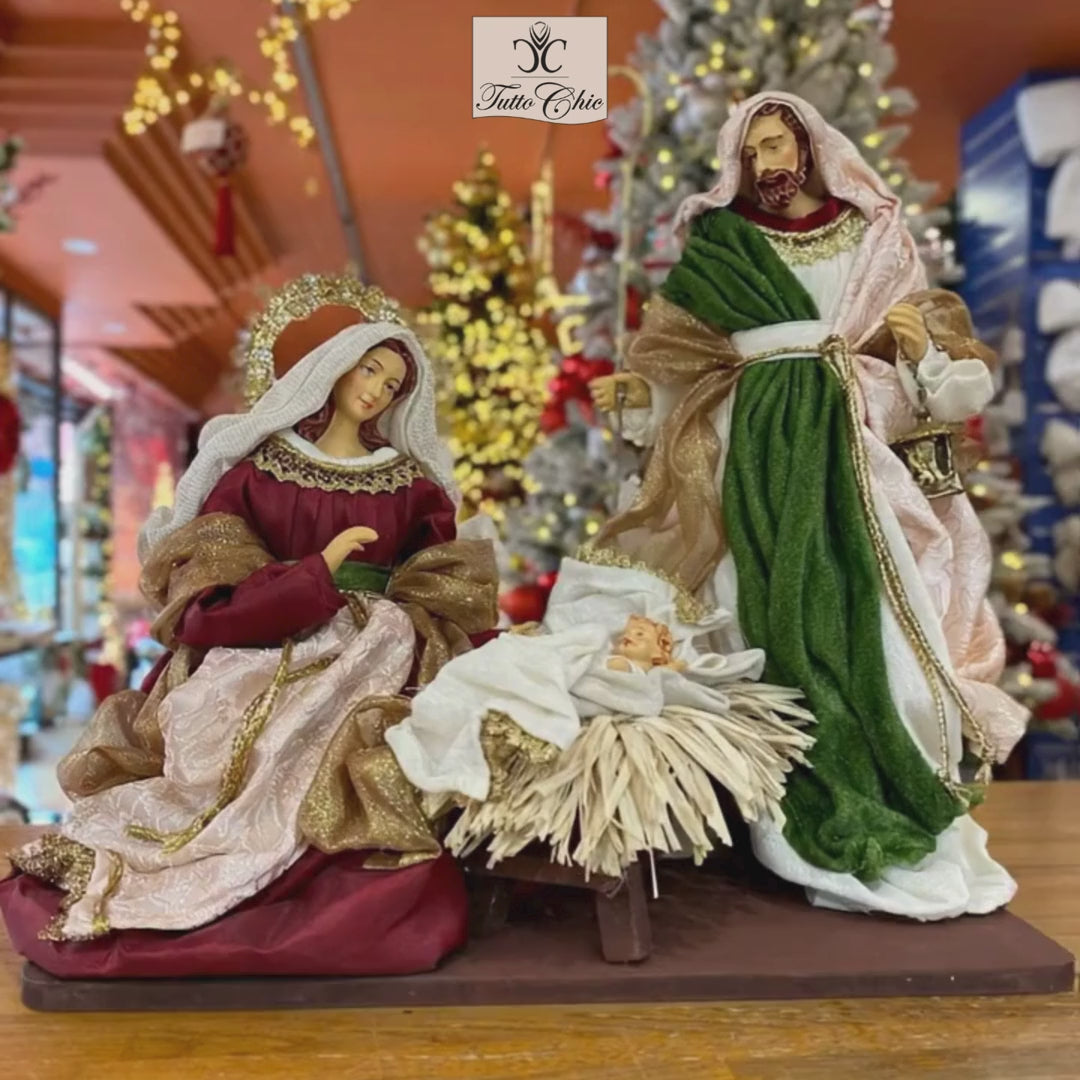 Natività King con Re Magi Set 4 Pezzi in Tessuto H 39 cm – EDG 