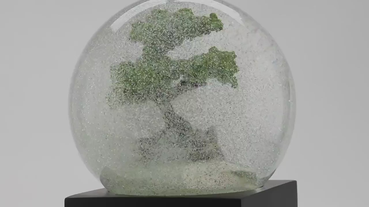 Rilassa la tua mente e regala un tocco di eleganza alla tua casa con questa sfera con neve alla contemplazione silenziosa del Bonsai. Dimensioni: cm 8 x 8 x 12 h. Non sono giocattoli per bambini. In negozio e online su tuttochic.live