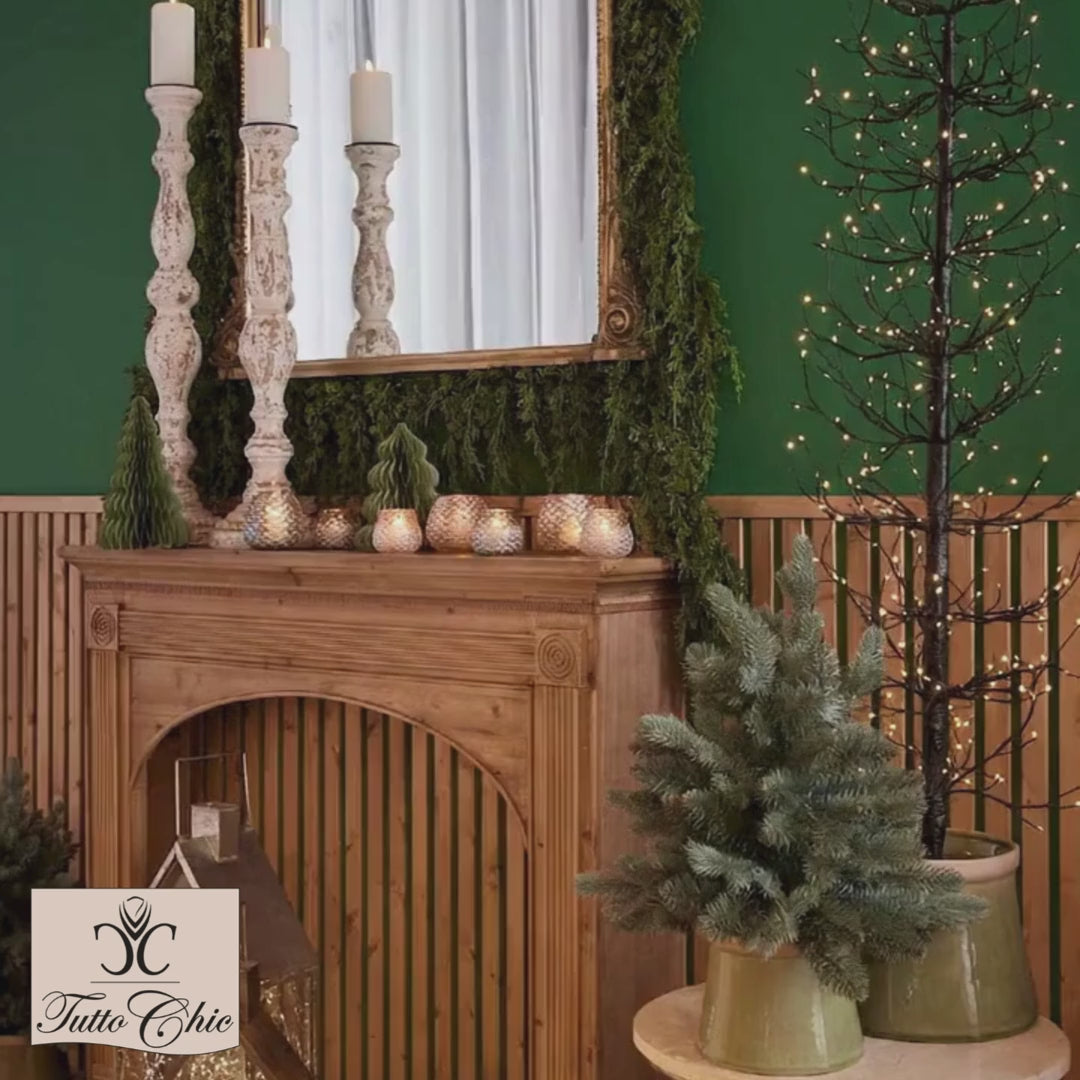 Albero Faggio EDG Nero con Base e LED H 90 cm: Atmosfera Intima e Design Nordico in Formato Petit
