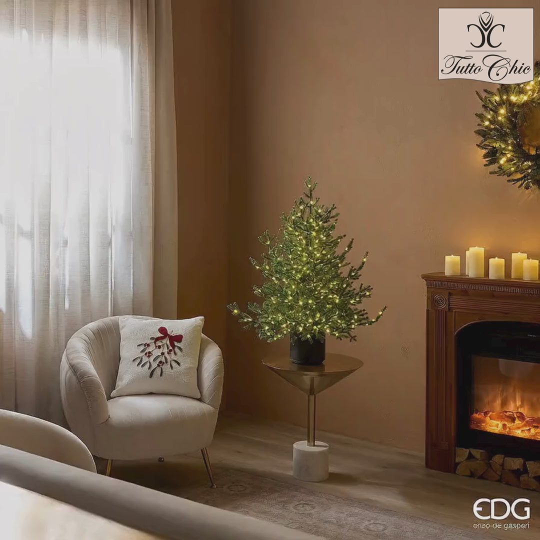 Albero di Natale Premium "Pino Lucciole" con Vaso e 400 Rice LED – H 90 cm – EDG Enzo De Gasperi