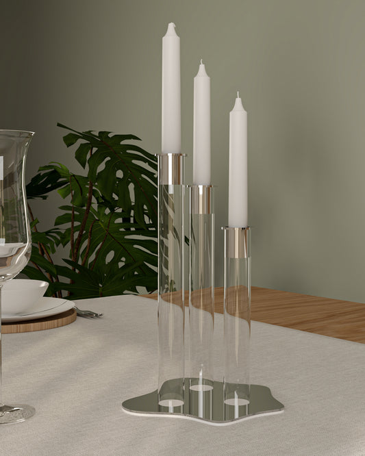 Flame Candeliere 3 Fuochi Argento