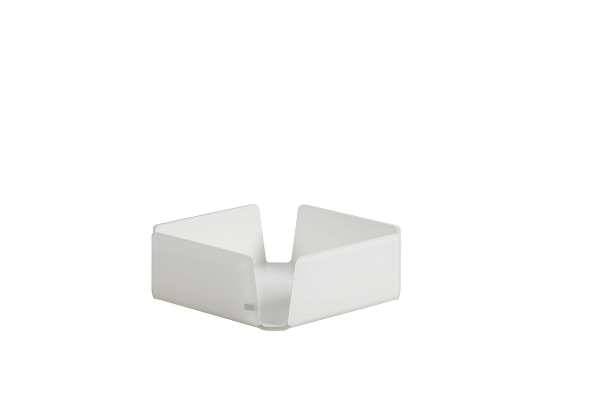 Portatovaglioli orizzontale medio in cristallo acrilico bianco. Like Water, ideale per chi ama le linee essenziali dal gusto minimal. Dimensioni cm 18,5 x 18,5 x 6 h. Spessore PMMA mm 5. In negozio e online su tuttochic.live
