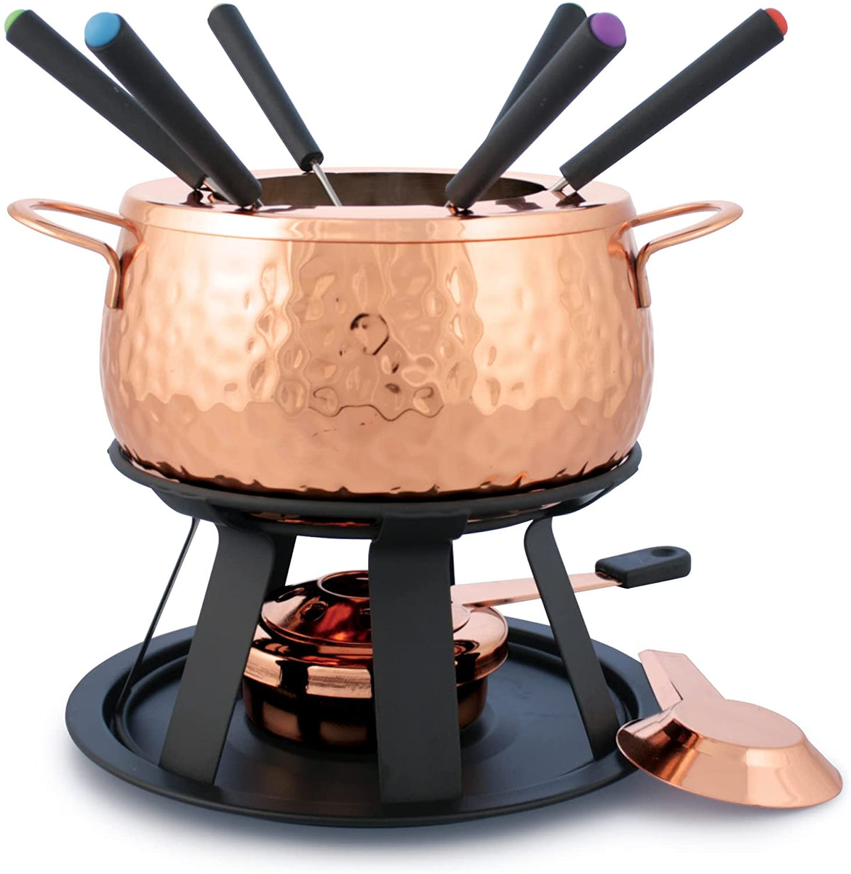 Il set da 11 pezzi include pentola per fonduta, paraschizzi, 6 forchette, bruciatore per fonduta e scheda di ricette. Pentola in acciaio inox 18/8 di spessore 0,8 mm, con apertura affusolata per mantenere il calore all'interno della pentola ed evitare fuoriuscite. In negozio e online su tuttochic.live
