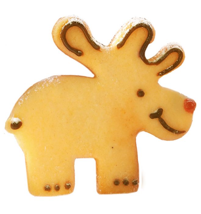 Tagliabiscotti Alce, in acciaio inox 6,5 cm, lavabile in lavastoviglie. L'albero di Natale decorato in modo diverso. Hai mai decorato il tuo albero di Natale con i tagliabiscotti? No? È giunto il momento! Attacca un nastro decorativo al tagliabiscotti e appendi le forme all'albero. In negozio e online su tuttochic.live