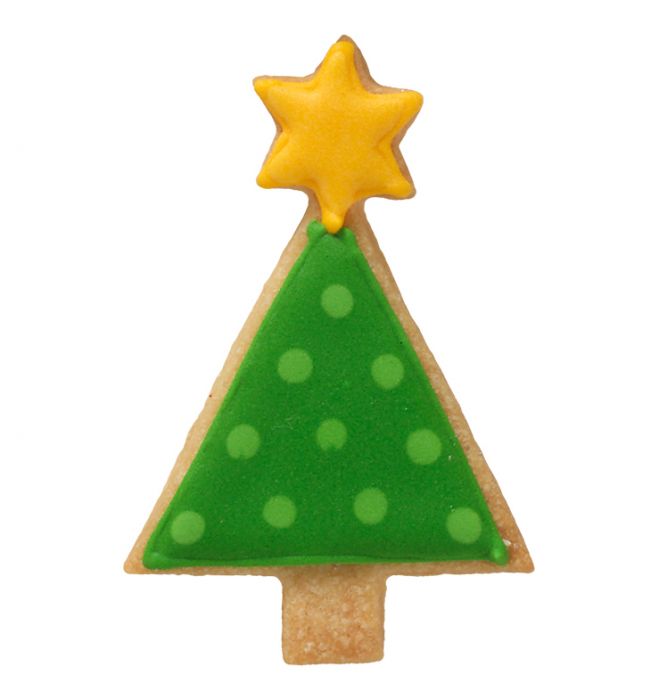 Tagliabiscotti Albero di Natale geometrico, in acciaio inox cm 7,5, lavabile in lavastoviglie. L'albero di Natale decorato in modo diverso. Hai mai decorato il tuo albero di Natale con i tagliabiscotti? No? Attacca un nastro decorativo al tagliabiscotti e appendi le forme all'albero. In negozio e online su tuttochic.live