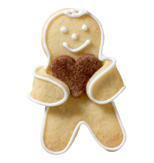 Tagliabiscotti Omino di Pan di Zenzero, in acciaio inox cm 7.L'albero di Natale decorato in modo diverso. Hai mai decorato il tuo albero di Natale con i tagliabiscotti? No? È giunto il momento! Attacca un nastro decorativo al tagliabiscotti e appendi le forme all'albero. In negozio e online su tuttochic.live