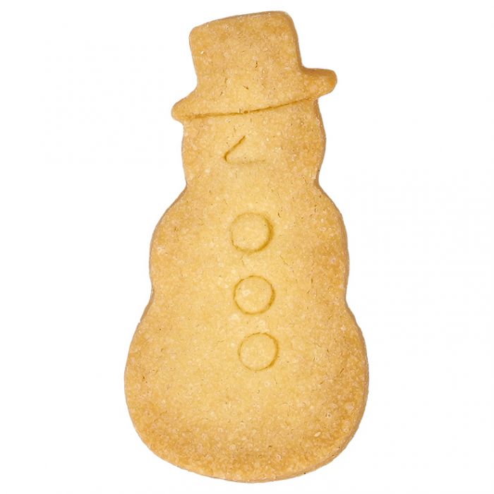 Tagliabiscotti Pupazzo di Neve, con goffratura interna, in acciaio inox 8 cm, lavabile in lavastoviglie. Hai mai decorato il tuo albero di Natale con i tagliabiscotti? No? È giunto il momento! Attacca un nastro decorativo al tagliabiscotti e appendi le forme all'albero. In negozio e online su tuttochic.live