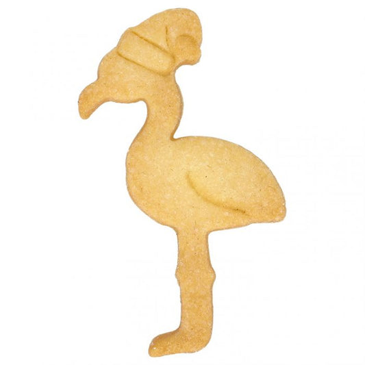 Tagliabiscotti Fenicottero di Natale, con goffratura interna, in acciaio inox 10 cm, lavabile in lavastoviglie. Hai mai decorato il tuo albero di Natale con i tagliabiscotti? No? È giunto il momento! Attacca un nastro decorativo al tagliabiscotti e appendi le forme all'albero. In negozio e online su tuttochic.live