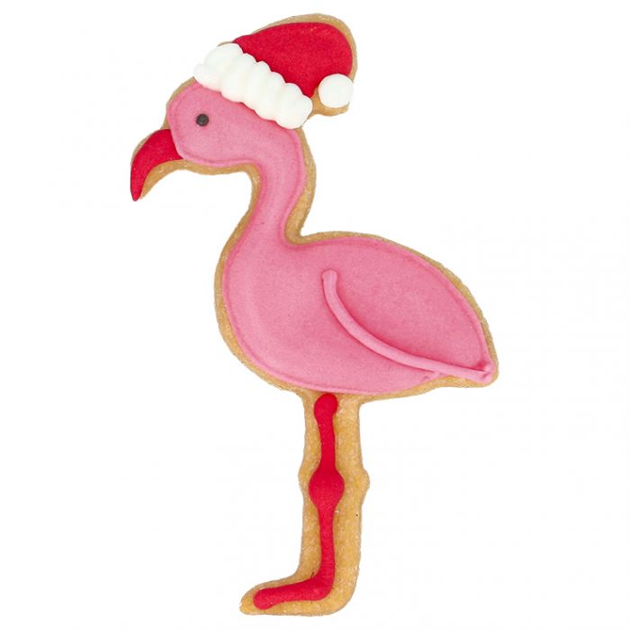 Tagliabiscotti Fenicottero di Natale, con goffratura interna, in acciaio inox 10 cm, lavabile in lavastoviglie. Hai mai decorato il tuo albero di Natale con i tagliabiscotti? No? È giunto il momento! Attacca un nastro decorativo al tagliabiscotti e appendi le forme all'albero. In negozio e online su tuttochic.live