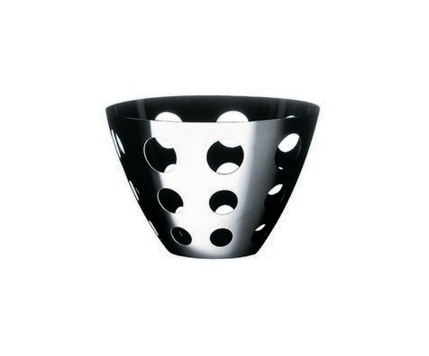 Cestino in acciaio lucido forato. Oggetto pratico e di design. Dimensioni: cm. 17 x 17 x 11 h. In negozio e online su tuttochic.live
