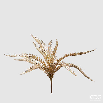 Ramo di Felce ornamentale artificiale con glitter oro. Dimensioni: altezza cm 38. In negozio e online su tuttochic.live