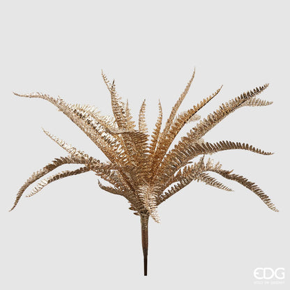 Ramo di Felce ornamentale artificiale con glitter oro. Dimensioni: altezza cm 56. In negozio e online su tuttochic.live