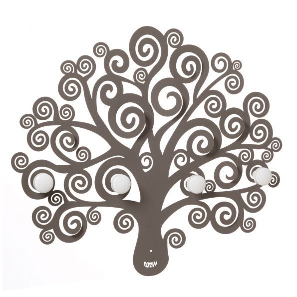 Appendiabiti da parete con quattro ganci posizionati tra i tipici rami dell’Albero della Vita. Dimensione: 70 x 60 H Materiale: ferro verniciato a polvere epossidica. Di grande valore simbolico. Tra i rami, in fila, si scorgono quattro ganci su cui appendere gli indumenti. In negozio e online su tuttochic.live