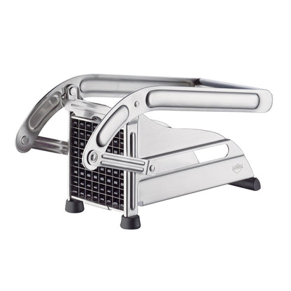 Tagliapatate a bastoncino in acciaio inossidabile resistente alla ruggine è robusto e sta saldamente su piedini antiscivolo. Taglia in un solo movimento, spingendo il manico in giù 2 misure di taglio: 8 mm e 11 mm. Dimensioni: 26 x 10 x 12 cm.  in negozio e online su tuttochic.live