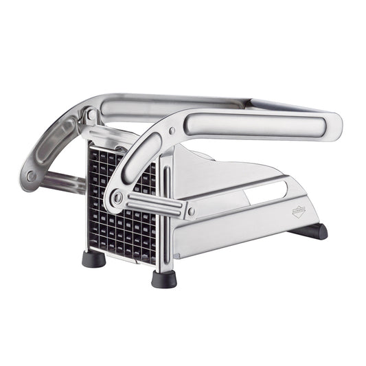 Tagliapatate a bastoncino in acciaio inossidabile resistente alla ruggine è robusto e sta saldamente su piedini antiscivolo. Taglia in un solo movimento, spingendo il manico in giù 2 misure di taglio: 8 mm e 11 mm. Dimensioni: 26 x 10 x 12 cm.  in negozio e online su tuttochic.live