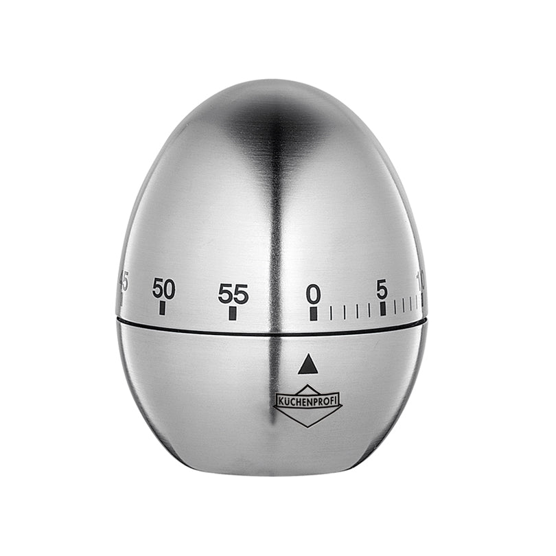 Timer meccanico da cucina in metallo a forma di uovo. Dimensioni: cm 8 x 5,5. In negozio e online su tuttochic.live