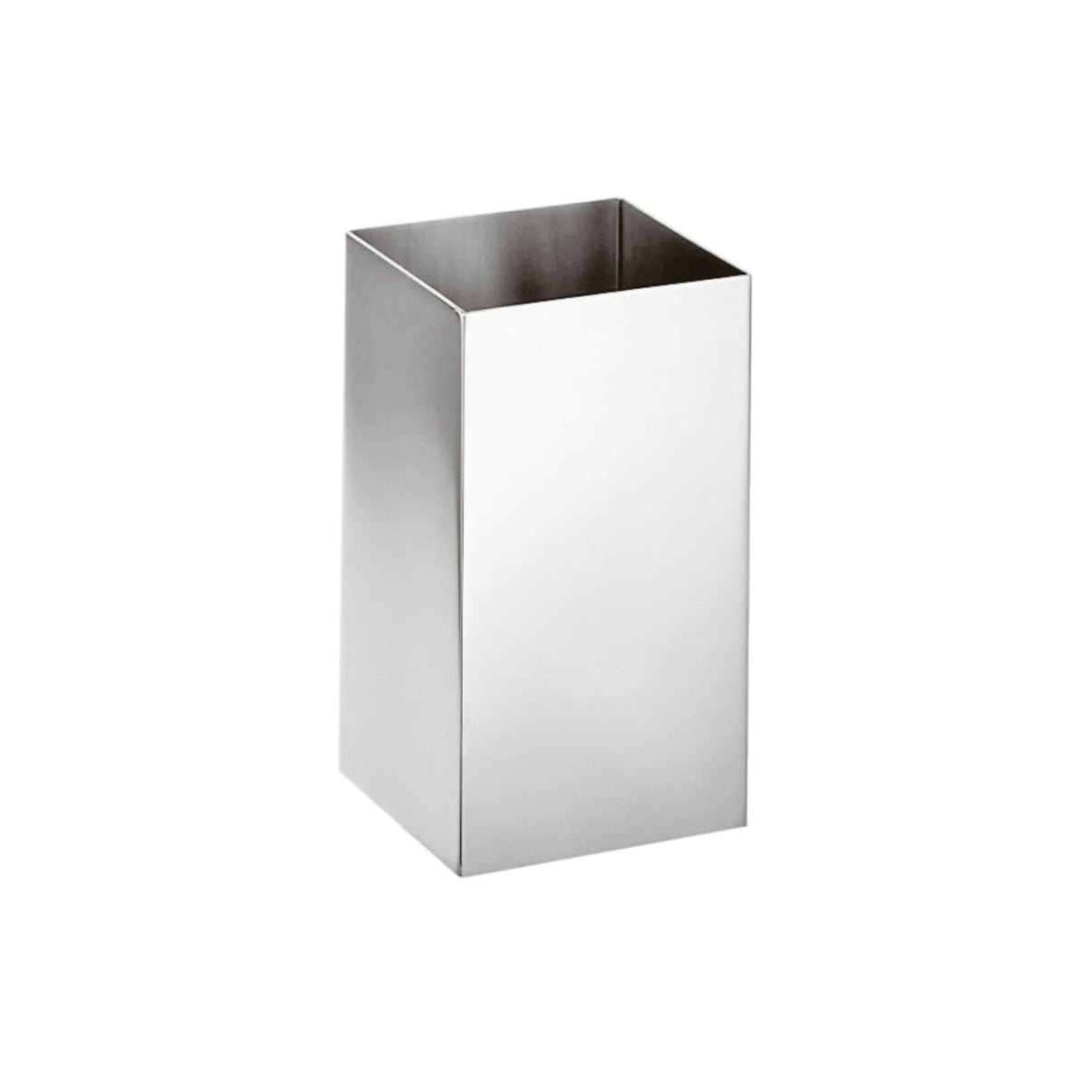Contenitore portaspazzolini, penne, fiori ecc. in acciaio inox lucido. Dimensioni: cm 5 x 5 x 11 h. In negozio e online su tuttochic.live