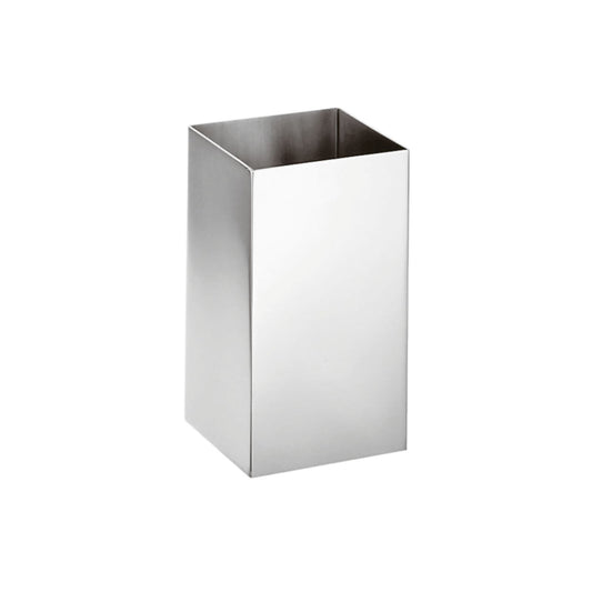 Contenitore portaspazzolini, penne, fiori ecc. in acciaio inox lucido. Dimensioni: cm 5 x 5 x 11 h. In negozio e online su tuttochic.live