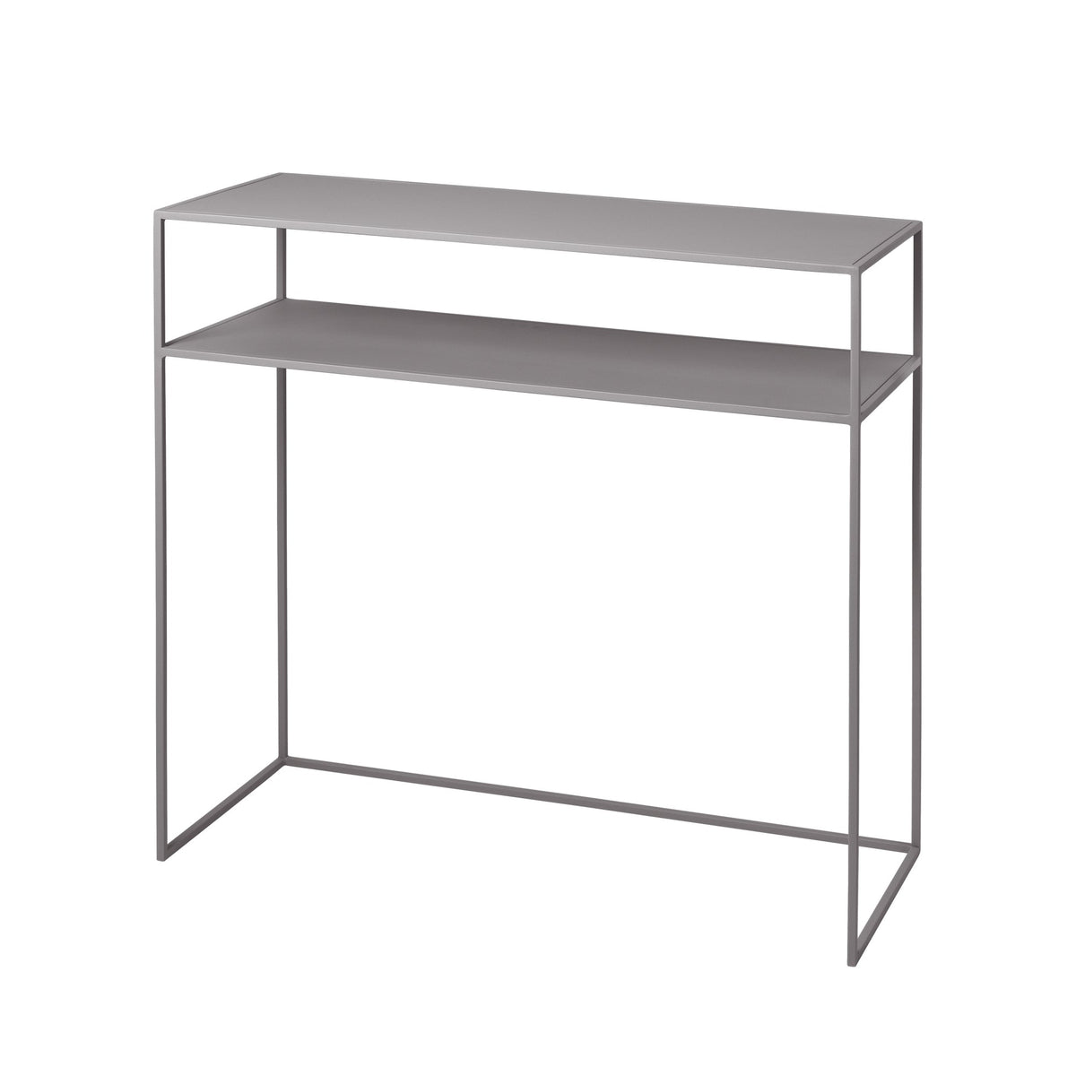 Console FERA nel colore Mourning Dove (tonalità di grigio). È costituita da un robusto acciaio rivestito di grigio con una superficie opaca leggermente ruvida. La console è stata prodotta individualmente utilizzando un processo di produzione tradizionale. Cm 84,5 x 34, 5 x 80 h. In negozio e online su tuttochic.live