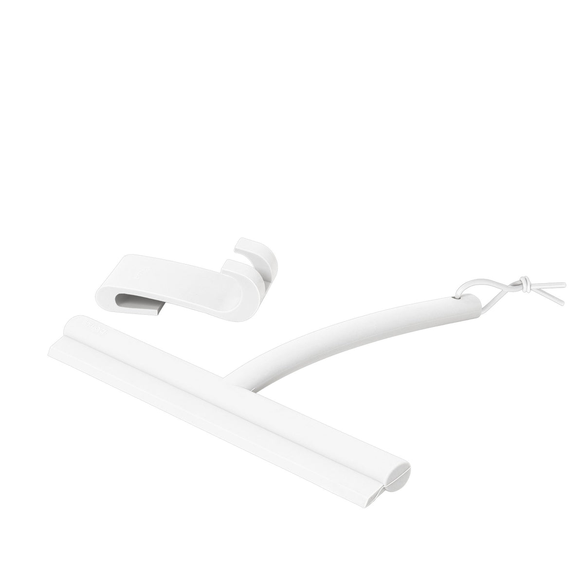 Tergivetro per doccia in silicone bianco con gancio di supporto collezione VIPO di Blomus.