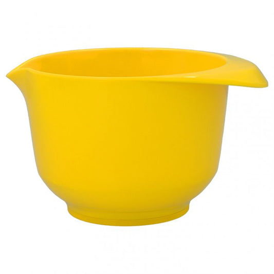 Ciotola per mescolare e servire: capacità 0,75 litri, Ø: 16,5 cm, altezza: 9,5 cm, in resina melamminica gialla senza BPA, durevole e antigraffio, sostenibile, stabile grazie alla base antiscivolo, maneggevolezza grazie al gocciolatoio-beccuccio e presa sicura, piacevole al tatto. In negozio e online su tuttochic.live