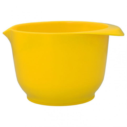 Ciotola per mescolare e servire: capacità 1,5 litri, Ø: 19,9 cm, altezza: 11,8 cm, in resina melamminica gialla senza BPA, durevole e antigraffio, sostenibile, stabile grazie alla base antiscivolo, maneggevolezza grazie al gocciolatoio-beccuccio e presa sicura, piacevole al tatto. In negozio e online su tuttochic.live
