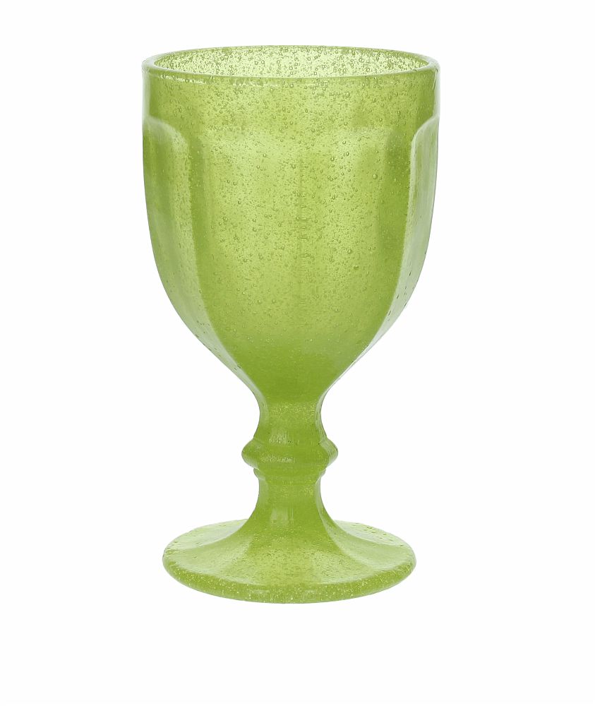 Confezione 6 calici in vetro di colore verde lime. Dimensioni: cc 360 - Ø 9 - h 16 cm. Lavabili in lavastoviglie. In negozio e online su tuttochic.live