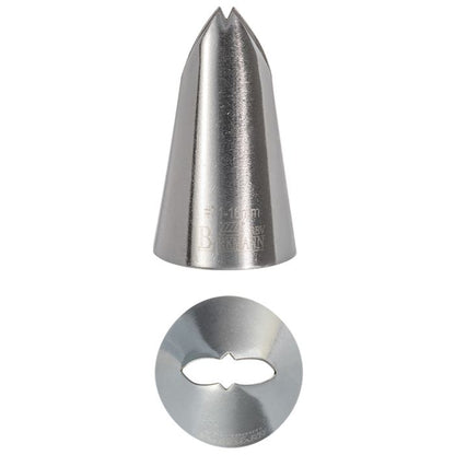 Bocchetta N. 71 a foglia per sac a poche realizzato in un unico pezzo in acciaio inox, ideale per creare decorazioni artistiche su cupcake, crostate e pasticcini. Dimensioni:  2,5x2,5x4,2 cm, foro di uscita Ø 16 mm. In negozio e online su tuttochic.live