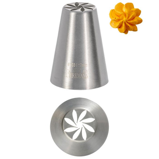 Bocchetta N. 103 di design per sac a poche realizzato in un unico pezzo in acciaio inox, ideale per creare decorazioni artistiche su cupcake, crostate e pasticcini. Dimensioni: 3,0 x 3,0 x 4,1 cm, foro di uscita Ø 17 mm. In negozio e online su tuttochic.live