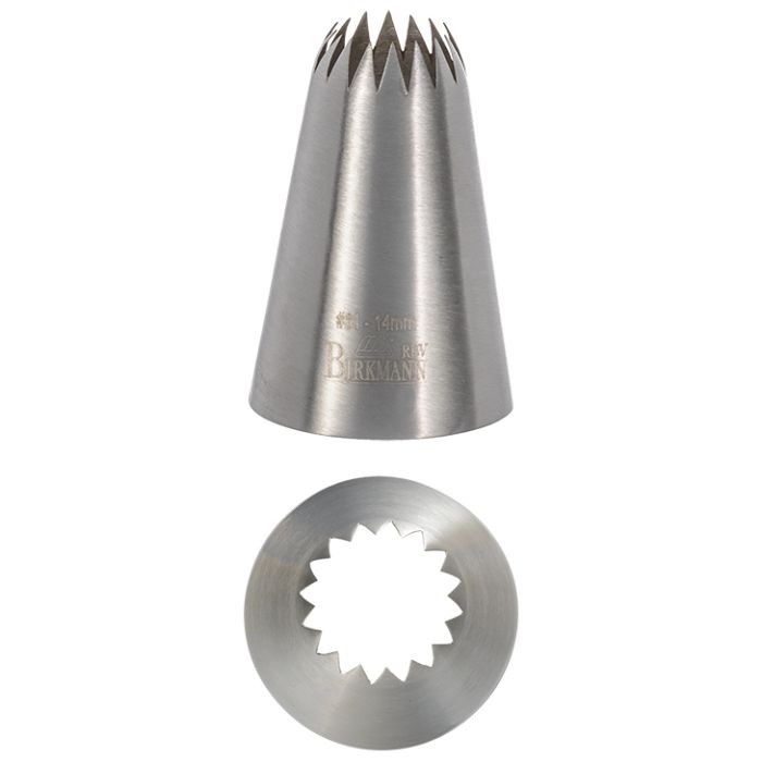 Bocchetta N. 60 a stella francese per sac a poche realizzato in un unico pezzo in acciaio inox, ideale per creare decorazioni artistiche su cupcake, crostate e pasticcini. Dimensioni: 3,0 x 3,0 x 5,0 cm, foro di uscita Ø 14 mm. In negozio e online su tuttochic.live