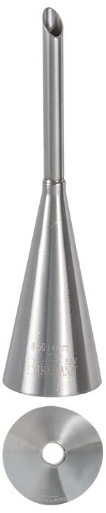 Bocchetta N. 50 a riempimento per sac a poche, ideale per Bigne e tutti i dolci da riempire, realizzato in un unico pezzo in acciaio inox, ideale per creare decorazioni artistiche su cupcake, crostate e pasticcini. Dimensioni: 2,4 x 2,4 x 9,0 foro di uscita Ø 4 mm. In negozio e online su tuttochic.live 