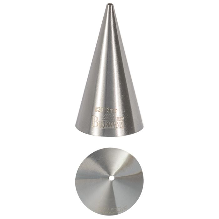 Bocchetta N. 20 a foro tondo per sac a poche realizzato in un unico pezzo in acciaio inox, ideale per creare decorazioni artistiche su cupcake, crostate e pasticcini. Dimensioni: 2,6 x 2,6 x 4,8, foro di uscita  Ø 3 mm. In negozio e online su tuttochic.live