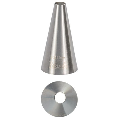 Bocchetta N. 23 a foro tondo per sac a poche realizzato in un unico pezzo in acciaio inox, ideale per creare decorazioni artistiche su cupcake, crostate e pasticcini. Dimensioni: 2,5x2,5x4,5 cm, foro di uscita Ø 7 mm. In negozio e online su tuttochic.live