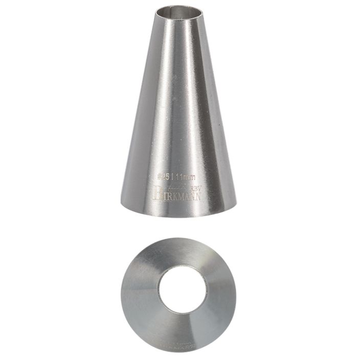 Bocchetta N. 20 a foro tondo per sac a poche realizzato in un unico pezzo in acciaio inox, ideale per creare decorazioni artistiche su cupcake, crostate e pasticcini. Dimensioni: 3,0 x 3,0 x 5,0 cm, foro di uscita Ø 11 mm. In negozio e online su tuttochic.live 
