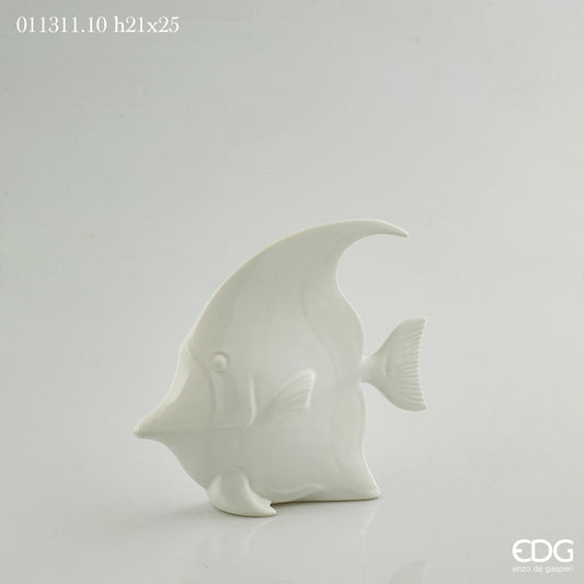 Pesce Disco in porcellana bianca. Dimensioni: cm 25 x 6,5 x 21 h Made in Italy. In negozio e online su tuttochic.live
