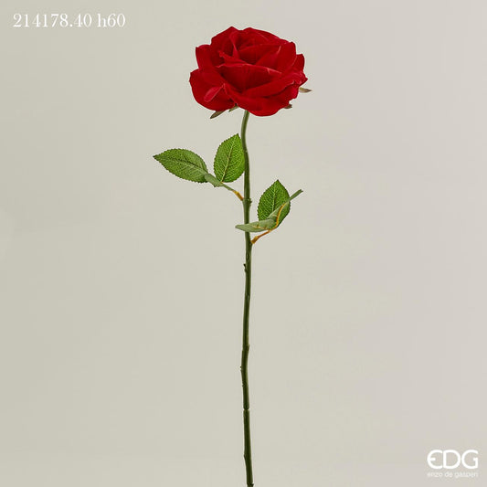 Rosa Eden in velluto rosso cm 60.