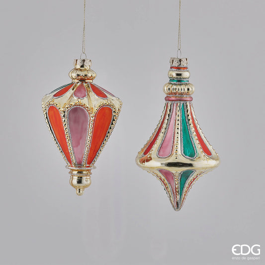 Decorazione per albero in vetro multicolor cm. 14. In negozio e online su tuttochic.live