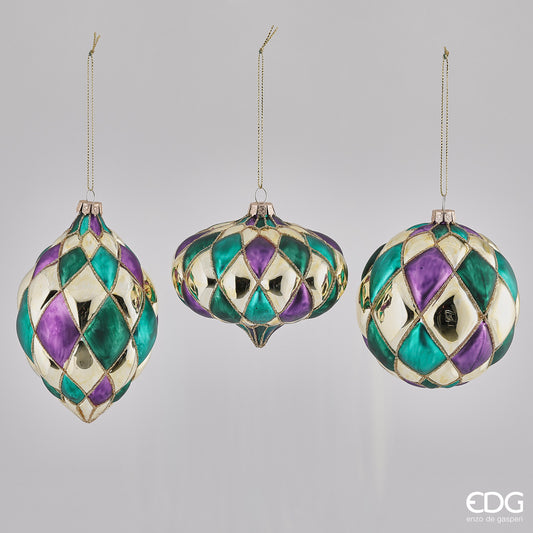 Decorazione per albero in vetro multicolor cm. 14 assortite. In negozio e online su tuttochic.live
