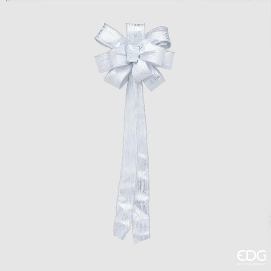 Fiocco coccarda argento. Dimensione: cm 78 x 28