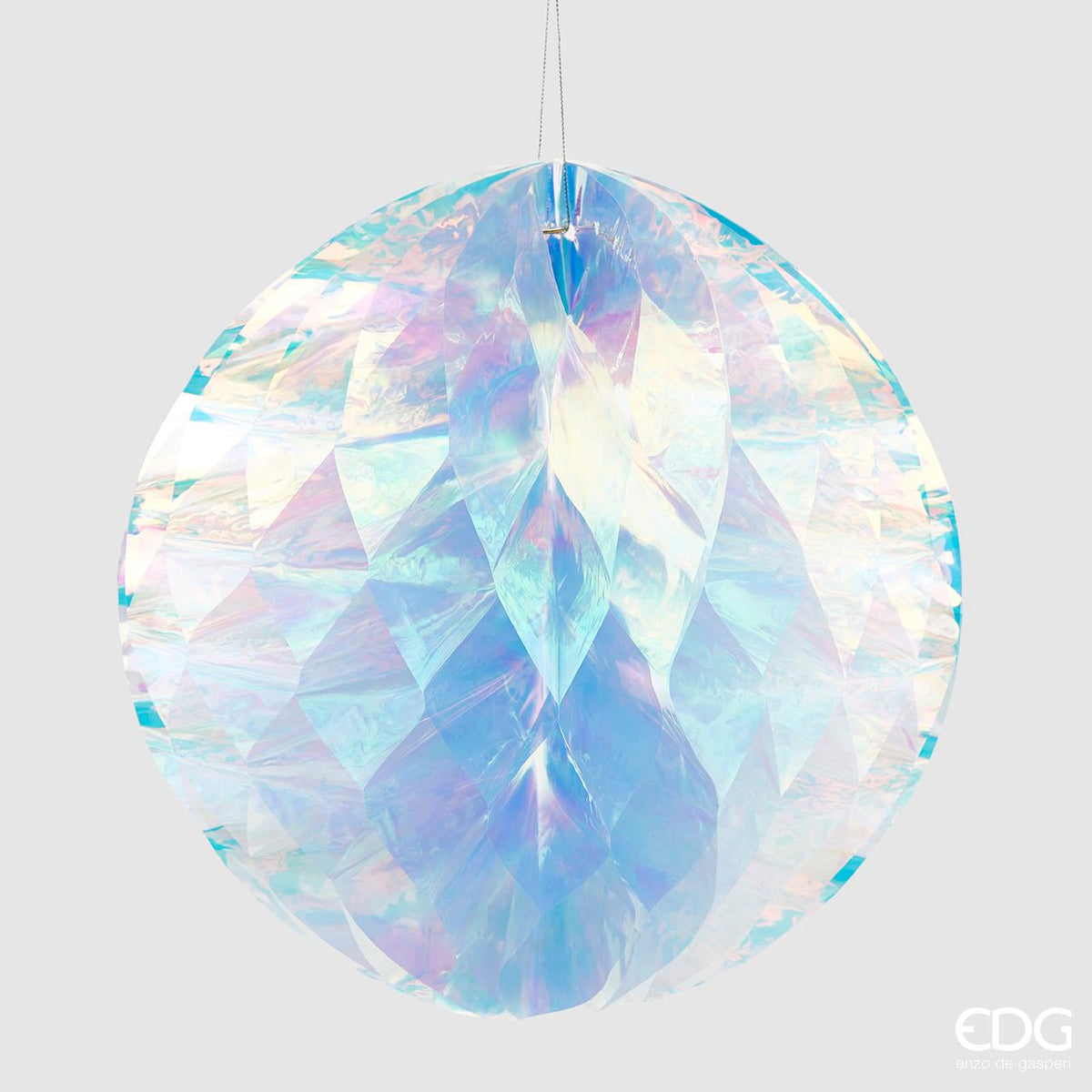 Decoro sfera grande Origami in nylon iridescente . Diametro cm 30, chiudibile. In negozio e online su tuttochic.live