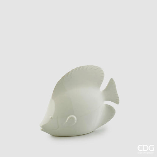 Pesce Angelo (pancia tonda) in porcellana bianca. Dimensioni: cm 24 x 8 x 15 h. Made in Italy. In negozio e online su tuttochic.live
