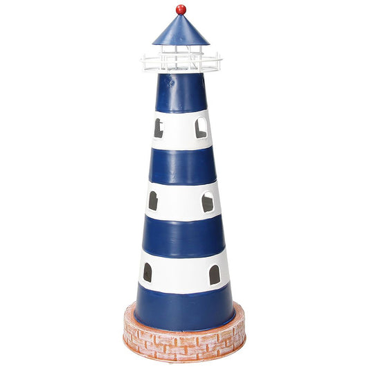 Faro marino in metallo colorato. Dimensioni: cm 12,2 x 33 h
