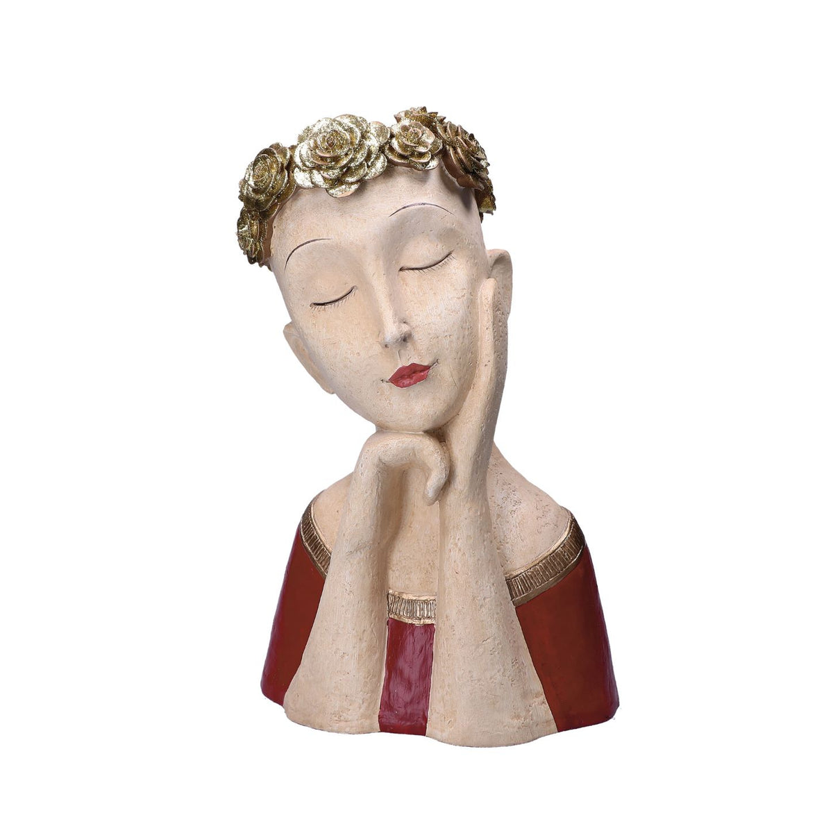 Vaso portafiori busto donna Magda in resina decorata con glitter oro. Dimensioni: cm 24 X 18 X H 35. In negozio e online su tuttochic.live