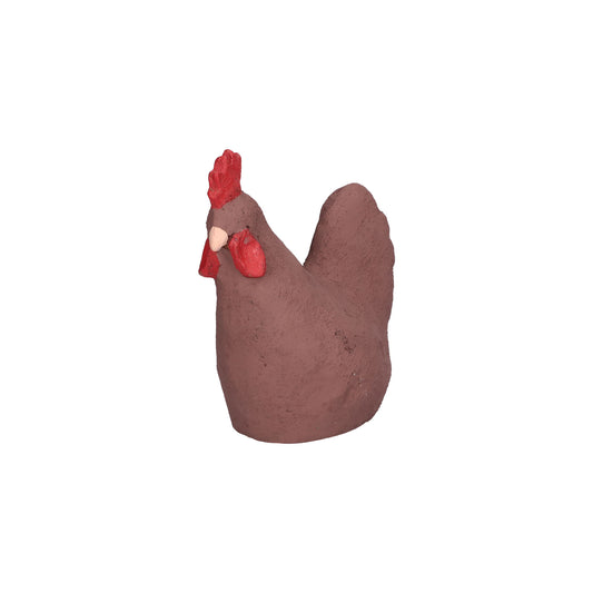 Gallo decorativo Sullaia in terracotta marrone con dettagli rossi di Rituali Domestici su sfondo bianco